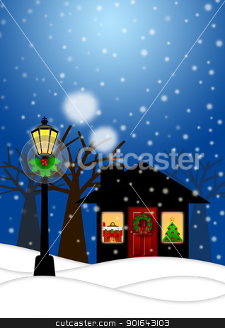 To use this stock image in your creative project, please select the size you need over to the right and click the "Add to Cart" button.
Your downloaded image will come with the Cutcaster watermark removed so don’t worry about the watermark you see on this page. House and Lamp Post in Winter Christmas Scene Illustration stock photo, House and Lamp Post with Christmas Decoration in Snowing Winter Scene Landscape Illustration by Jit Lim