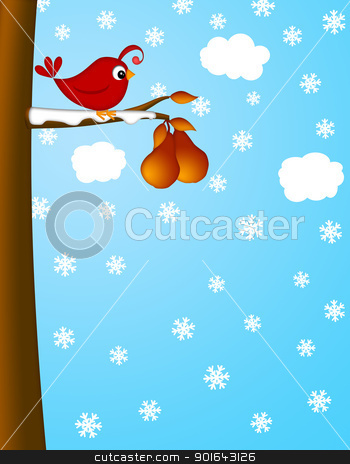 Christmas Partridge on a Pear Tree Winter Scene Christmas Partridge on a Pear Tree Winter Scene stock photo, Christmas Partridge on a Pear Tree Winter Scene Illustration by Jit Lim
