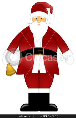 Santa Claus Ringing Bell Clipart Isolated on White Background Santa Claus Ringing Bell Clipart Isolated on White Background stock photo, Santa Claus Ringing Bell Colored Clipart Isolated on White Background Illustration by Jit Lim
