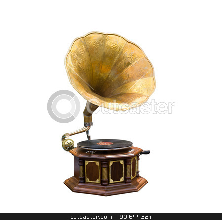 Retro old gramophone Retro old gramophone stock photo, Retro old gramophone with horn speaker by stoonn