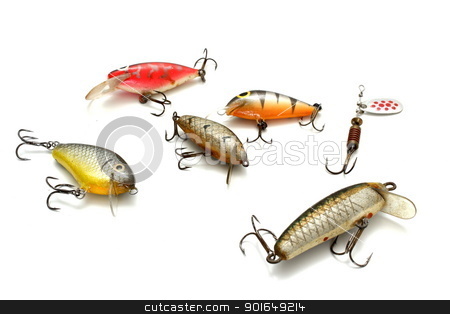 Trout lures trout lures stock photo, collection of small fishing lures over white background by coroiu octavian