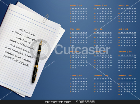 To use this stock image in your creative project, please select the size you need over to the right and click the "Add to Cart" button.
Your downloaded image will come with the Cutcaster watermark removed so don’t worry about the watermark you see on this page. New year 2012 Calendar stock photo, New year 2012 Calendar with conceptual image of new year greeting. by Designsstock