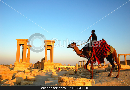 Relics of Palmyra in Syria Relics of Palmyra in Syria stock photo, Relics Palmyra in Syria against blue sky. Ancient Roman time town in Palmyra (Tadmor), Syria. by John Young