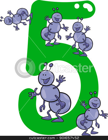 To use this stock image in your creative project, please select the size you need over to the right and click the "Add to Cart" button.
Your downloaded image will come with the Cutcaster watermark removed so don’t worry about the watermark you see on this page. number five and 5 ants stock vector clipart, cartoon illustration with number five and ants by Igor Zakowski