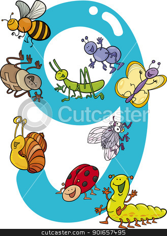 To use this stock image in your creative project, please select the size you need over to the right and click the "Add to Cart" button.
Your downloaded image will come with the Cutcaster watermark removed so don’t worry about the watermark you see on this page. number nine and 9 insects stock vector clipart, cartoon illustration with number nine and different insects by Igor Zakowski