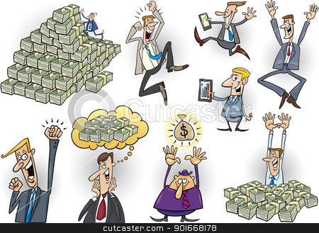 To use this stock image in your creative project, please select the size you need over to the right and click the "Add to Cart" button.
Your downloaded image will come with the Cutcaster watermark removed so don’t worry about the watermark you see on this page. happy successful businessmen set stock vector clipart, cartoon illustration of happy successful businessmen set by Igor Zakowski