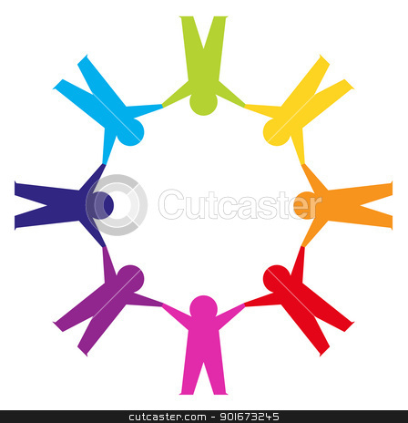 Paper people in circle holding hands Paper people in circle holding hands stock vector clipart, Group of people in a circle isolated on white by Jana Guothova