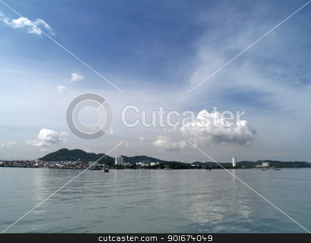Seaport Seaport stock photo, City with ocean and sky in Sriracha, Chonburi, Thailand by Exsodus