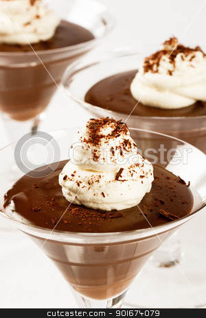 Chocolate Pudding Dessert with Whipped Cream Chocolate Pudding Dessert with Whipped Cream stock photo, Creamy chocolate pudding with whipped cream topped with shavings by Karen Sarraga