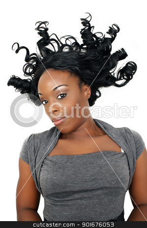 Beautiful Woman with Raised Hair (1) Beautiful Woman with Raised Hair (1) stock photo, A close-up of a lovely young black woman with her hair raised. by Carl Stewart