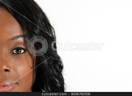 Beautiful Black Woman, Headshot (37) Beautiful Black Woman, Headshot (37) stock photo, A partial close-up of an extraordinarily beautiful young black woman with amazingly captivating eyes. Generous copyspace to frame right. by Carl Stewart