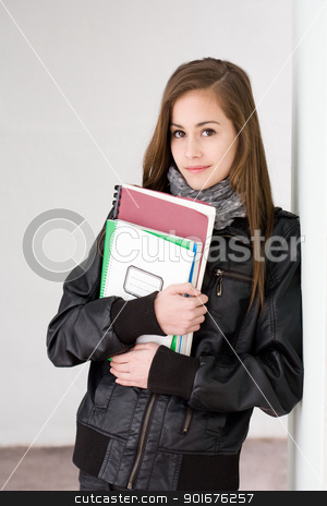 To use this stock image in your creative project, please select the size you need over to the right and click the "Add to Cart" button.
Your downloaded image will come with the Cutcaster watermark removed so don’t worry about the watermark you see on this page. Fashionable young brunette student. stock photo, Portrait of a beautiful fashionable young brunette student girl. by exvivo