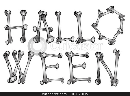 To use this stock image in your creative project, please select the size you need over to the right and click the "Add to Cart" button.
Your downloaded image will come with the Cutcaster watermark removed so don’t worry about the watermark you see on this page. Halloween text stock vector clipart, Illustration - text from various bones - vector by Siloto