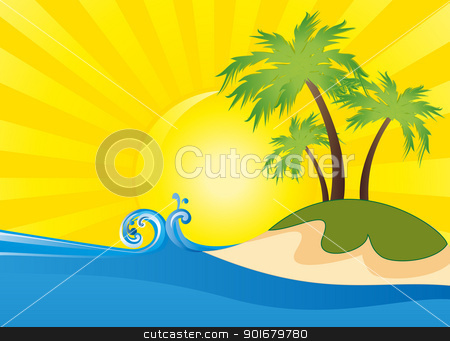Summer Summer stock vector clipart, Summer themed beach illustration background by Miroslava Hlavacova