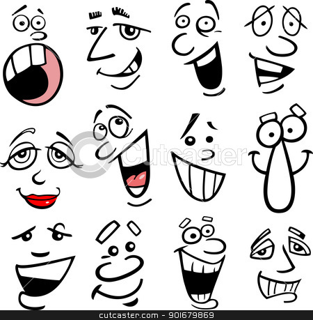 To use this stock image in your creative project, please select the size you need over to the right and click the "Add to Cart" button.
Your downloaded image will come with the Cutcaster watermark removed so don’t worry about the watermark you see on this page. Cartoon emotions illustration stock vector clipart, Cartoon faces and emotions for humor or comics design by Igor Zakowski