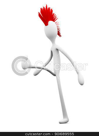 To use this stock image in your creative project, please select the size you need over to the right and click the "Add to Cart" button.
Your downloaded image will come with the Cutcaster watermark removed so don’t worry about the watermark you see on this page. Punk kicking stock photo, 3D rendered Illustration. Isolated on white. by Michael Osterrieder
