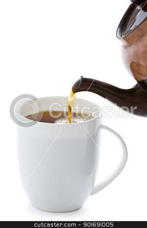 Making a cup of tea making a cup of tea stock photo, pouring tea from a tea pot into a white cup by Lee Avison