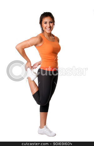 To use this stock image in your creative project, please select the size you need over to the right and click the "Add to Cart" button.
Your downloaded image will come with the Cutcaster watermark removed so don’t worry about the watermark you see on this page. Leg Stretching Fitness exercise stock photo, Beautiful happy smiling young woman doing Leg muscle Stretching fitness exercise for good health and flexibility, isolated. by Paul Hakimata