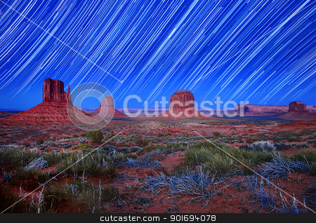 To use this stock image in your creative project, please select the size you need over to the right and click the "Add to Cart" button.
Your downloaded image will come with the Cutcaster watermark removed so don’t worry about the watermark you see on this page. Daylight and Star Trail Image of Monument Valley Arizona USA stock photo, Monument Valley Arizona USA Star Trail Landscape Image. Image Has Slight Grain Due to Conditions. by Katrina Brown