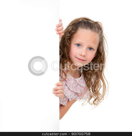 To use this stock image in your creative project, please select the size you need over to the right and click the "Add to Cart" button.
Your downloaded image will come with the Cutcaster watermark removed so don’t worry about the watermark you see on this page. Portrait of girl holding copy space. stock photo, Close up Portrait of little girl holding copy space. Isolated on white background. by karel noppe