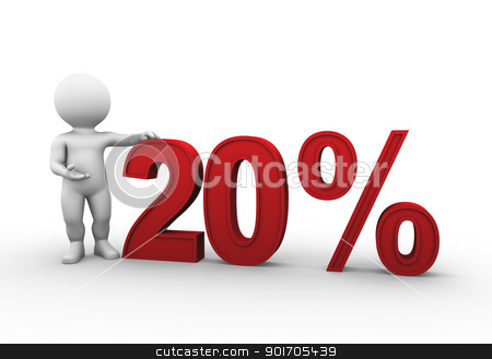To use this stock image in your creative project, please select the size you need over to the right and click the "Add to Cart" button.
Your downloaded image will come with the Cutcaster watermark removed so don’t worry about the watermark you see on this page. percent 20 stock photo, Bobby is presenting a discount percentage in red by Tristan3D