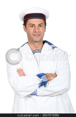 To use this stock image in your creative project, please select the size you need over to the right and click the "Add to Cart" button.
Your downloaded image will come with the Cutcaster watermark removed so don’t worry about the watermark you see on this page. Man in a sailor's costume standing with his arms folded stock photo, Man in a sailor's costume standing with his arms folded by photography33