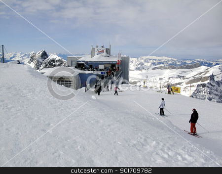 Skiing track from the top of titlis skiing track from the top of titlis stock photo, skiing track from the top of titlis by momo_leif