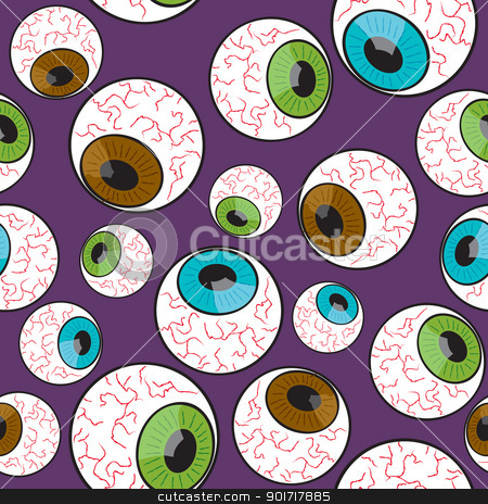 Seamless Creepy Eyeball Pattern Seamless Creepy Eyeball Pattern stock vector clipart, A seamless pattern made up of creepy eyeballs staring into different directions. by Jamie Slavy