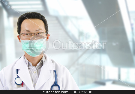 To use this stock image in your creative project, please select the size you need over to the right and click the "Add to Cart" button.
Your downloaded image will come with the Cutcaster watermark removed so don’t worry about the watermark you see on this page. Asian male doctor stock photo, Asian male doctor with face mask portrait standing inside hospital building by szefei