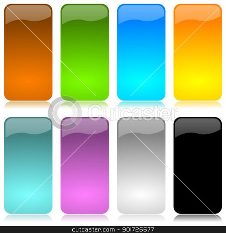 Colored and glossy vertical bar set Colored and glossy vertical bar set stock photo, Colored and glossy vertical bar set with reflection on white background illustration by make
