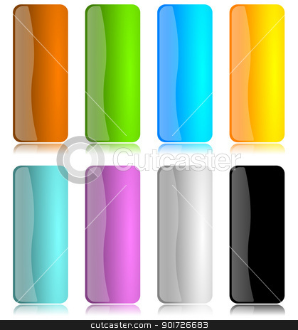 Colored and glossy vertical bar set Colored and glossy vertical bar set stock photo, Colored and glossy vertical bar set with reflection on white background illustration by make