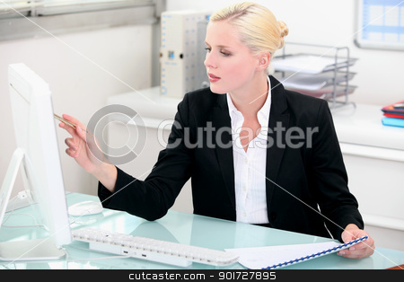 To use this stock image in your creative project, please select the size you need over to the right and click the "Add to Cart" button.
Your downloaded image will come with the Cutcaster watermark removed so don’t worry about the watermark you see on this page. Blond businesswoman at work stock photo, Blond businesswoman at work by photography33