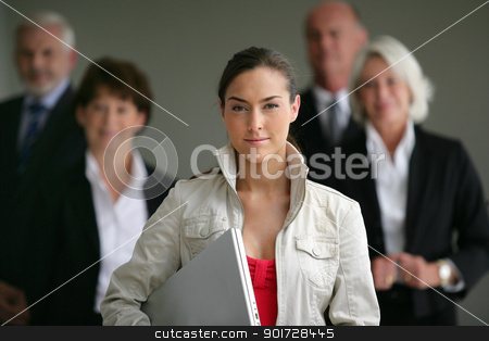 To use this stock image in your creative project, please select the size you need over to the right and click the "Add to Cart" button.
Your downloaded image will come with the Cutcaster watermark removed so don’t worry about the watermark you see on this page. An intern posing with her superiors stock photo, An intern posing with her superiors by photography33
