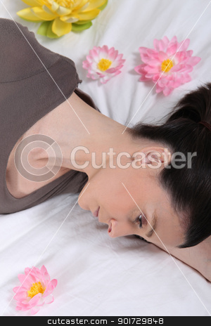Woman in depression lying in her bed woman in depression lying in her bed stock photo, woman in depression lying in her bed by photography33