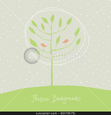 Green tree with birds on branches. Vector, EPS8. Green tree with birds on branches. Vector, EPS8. stock vector clipart, Green tree with birds on branches. Vector, EPS8. by pashabo