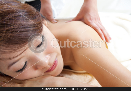 Back massage Back massage stock photo, Beauty and Spa - Asian Girl having a massage on her back by szefei