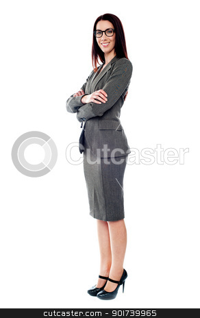 To use this stock image in your creative project, please select the size you need over to the right and click the "Add to Cart" button.
Your downloaded image will come with the Cutcaster watermark removed so don’t worry about the watermark you see on this page. Sucessful businesswoman posing with folded arms stock photo, Beautiful sucessful businesswoman with folded arms isolated on white background by Ishay Botbol