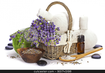 To use this stock image in your creative project, please select the size you need over to the right and click the "Add to Cart" button.
Your downloaded image will come with the Cutcaster watermark removed so don’t worry about the watermark you see on this page. lavender spa stock photo, lavender spa (fresh lavender flowers in a basket, essential oil, salt, Herbal massage balls, zen stones) over white by klenova