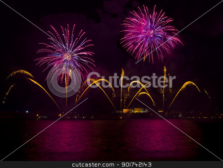 To use this stock image in your creative project, please select the size you need over to the right and click the "Add to Cart" button.
Your downloaded image will come with the Cutcaster watermark removed so don’t worry about the watermark you see on this page. Malta Fireworks Festival stock photo, Fireworks over the Grand Harbour - Malta by Lenise Zerafa