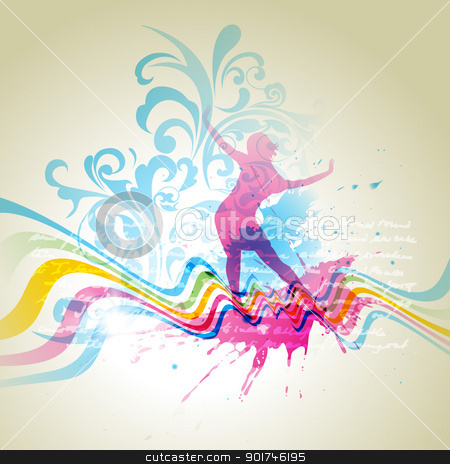 To use this stock image in your creative project, please select the size you need over to the right and click the "Add to Cart" button.
Your downloaded image will come with the Cutcaster watermark removed so don’t worry about the watermark you see on this page. abstract background stock vector clipart, vector girl dancing on abstract background by pinnacleanimates