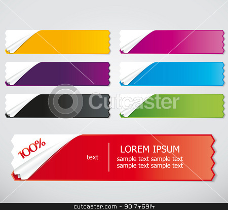 Stickers stickers stock vector clipart, Vector set of colored stickers for different sample options by Miroslava Hlavacova