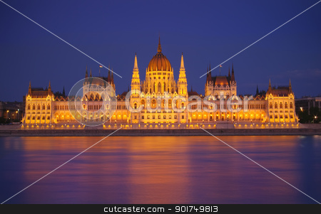 Budapest Parliament, night scene Budapest Parliament, night scene stock photo, Budapest Parliament at night with reflection in Danube river by Ioan Panaite