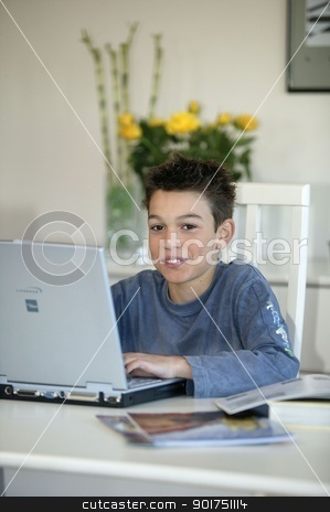 Preteen typing up his homework Preteen typing up his homework stock photo, Preteen typing up his homework by photography33