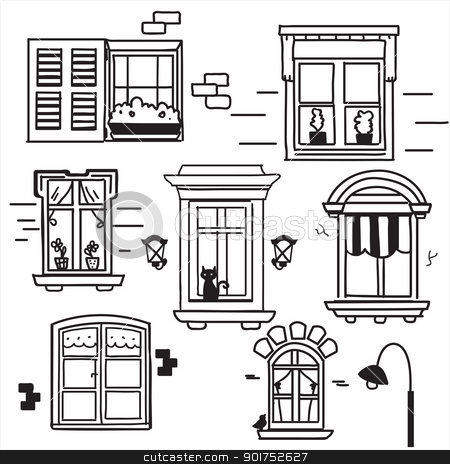 Hand drawn windows Hand drawn windows stock photo, Hand drawn windows, vector illustration by kariiika