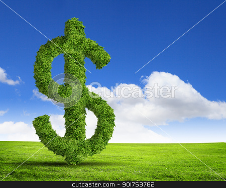 Green grass US dollar symbol Green grass US dollar symbol stock photo, Green grass US dollar symbol against blue sky by Sergey Nivens