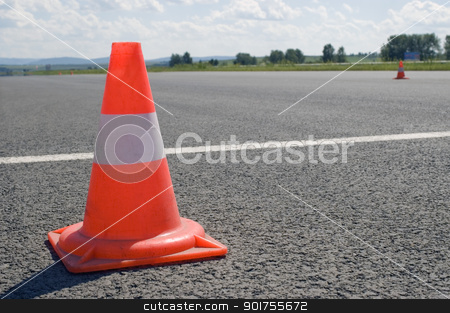 To use this stock image in your creative project, please select the size you need over to the right and click the "Add to Cart" button.
Your downloaded image will come with the Cutcaster watermark removed so don’t worry about the watermark you see on this page. Cone on a road. stock photo, Warning road mark on a road. by Yury Ponomarev