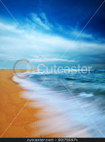 Moody sky and beach Moody sky and beach stock photo, Moody sky and beach, slow shutter. by szefei