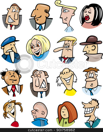 Cartoon people characters and emotions cartoon people characters and emotions stock vector clipart, cartoon illustration of different people characters and emotions by Igor Zakowski