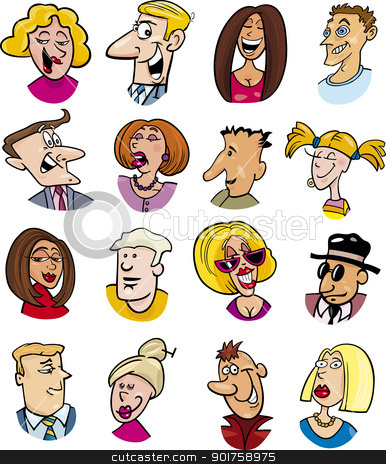 To use this stock image in your creative project, please select the size you need over to the right and click the "Add to Cart" button.
Your downloaded image will come with the Cutcaster watermark removed so don’t worry about the watermark you see on this page. cartoon people characters and emotions stock vector clipart, cartoon illustration of different people characters and emotions by Igor Zakowski