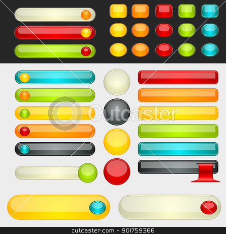 Shinny Colorful Web Buttons Shinny Colorful Web Buttons stock vector clipart, Colorful web button set. Global swatches included. Easy to change colors. by simas2